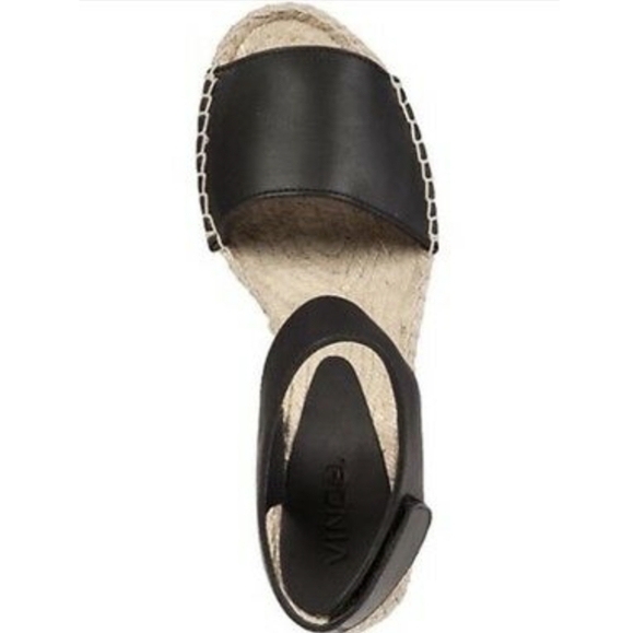 VINCE Sophie black leather wedge espadrille 7 - Picture 3 of 10